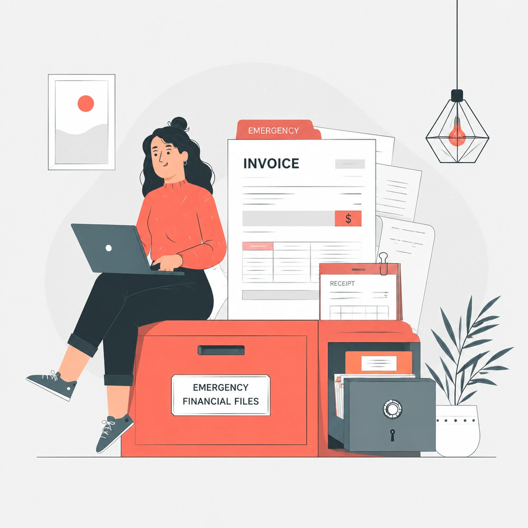 Illustration of organized financial documents and records