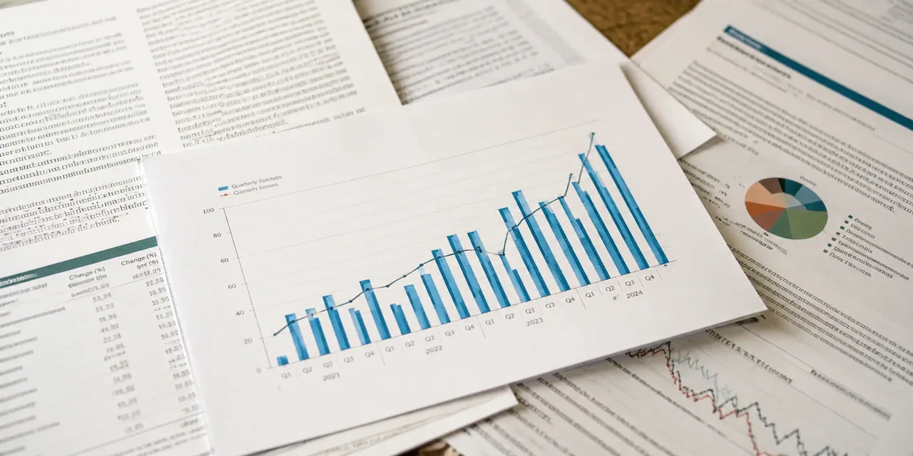 Financial research documents and chart used for company analysis