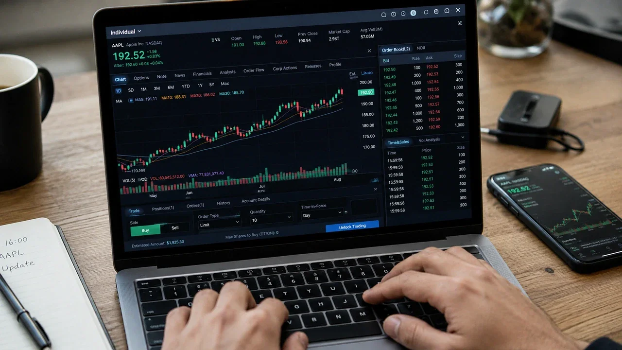 Stock market platform and notes used to introduce stock basics
