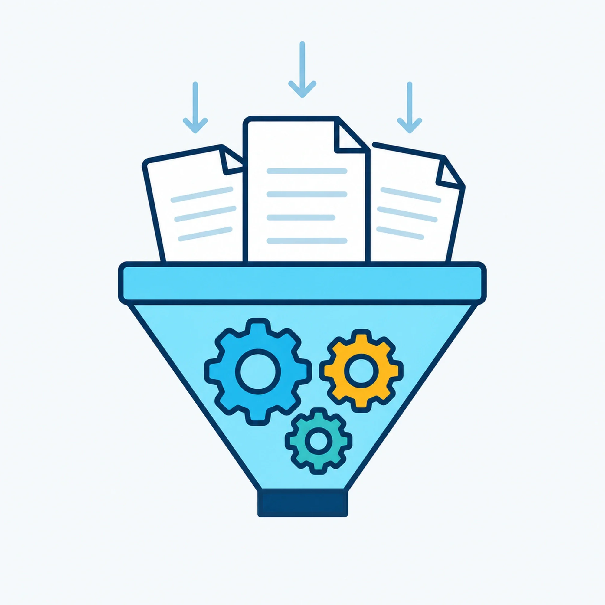 Illustration of financial data moving through an operational process