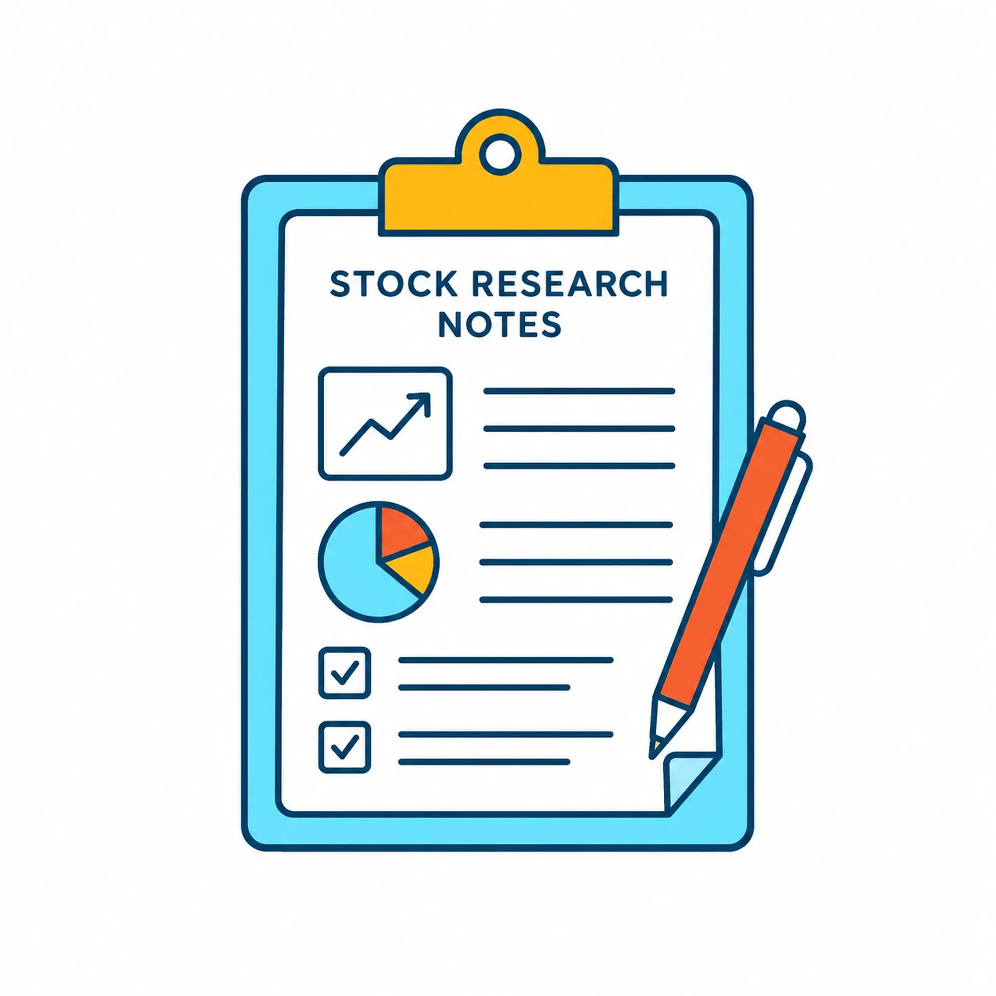 Illustration of a structured research note and checklist